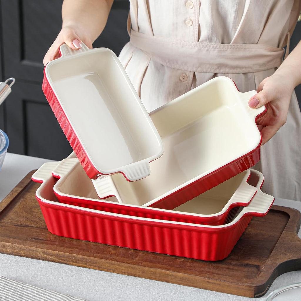 Bakeware Set of 4, Porcelain Pans Set for Oven, Casserole Dish, Ceramic Rectangular Dish Lasagna Pans for Cooking