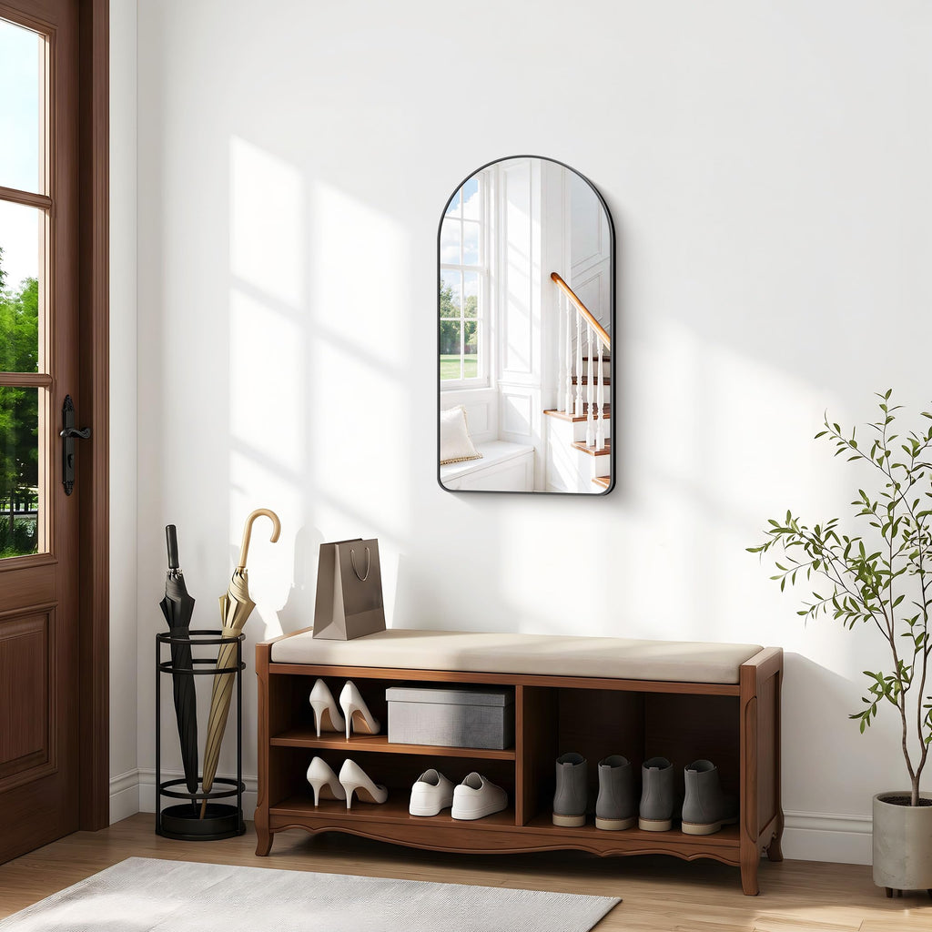Arched Wall Mirror,22x36 inch Black Arched Mirror Bathroom,Vanity Mirror for Over Sink Metal Frame,Tempered Glass