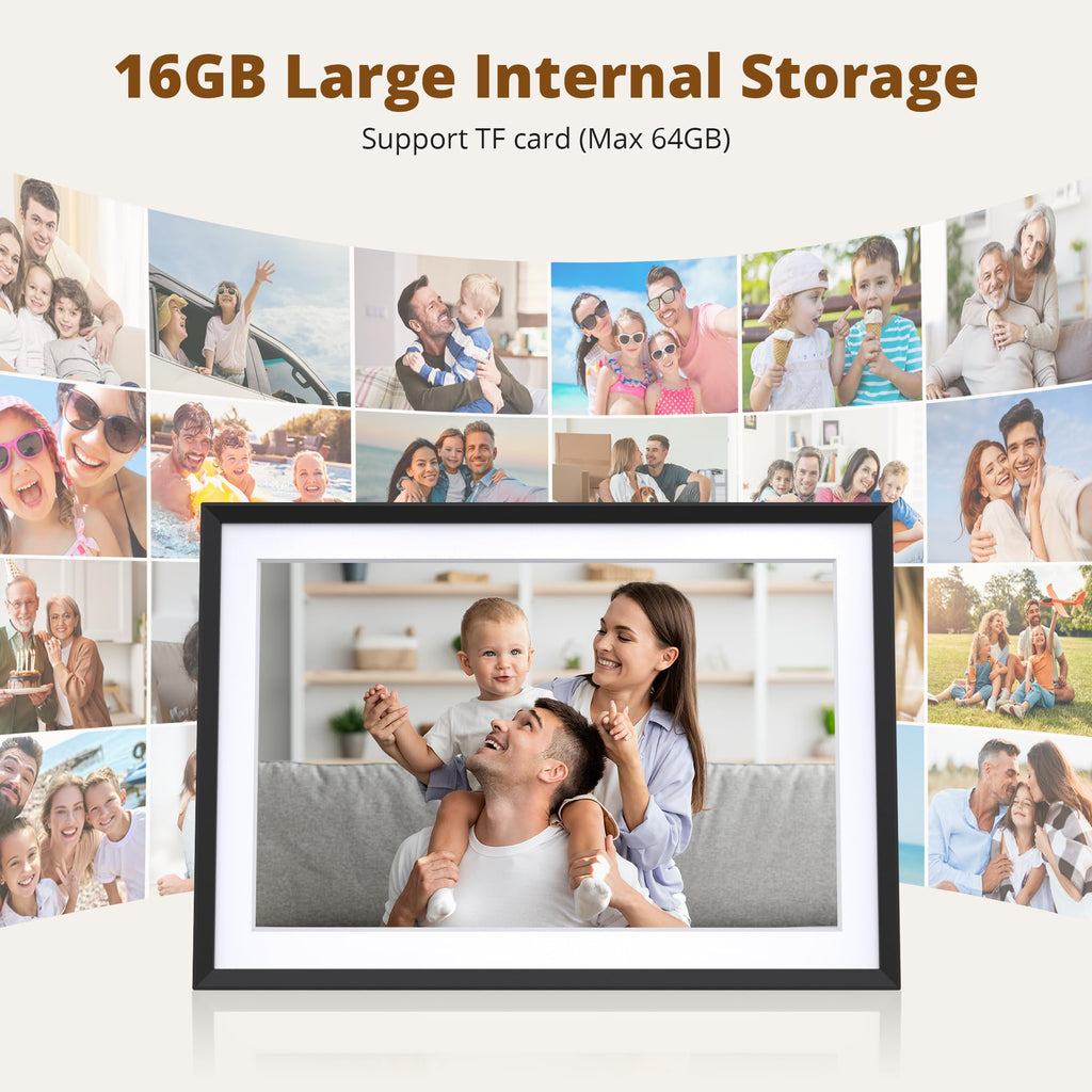 10.1'' WIFI Digital Picture Frame - 1280*800 HD IPS Touch Screen Digital Photo Frame Display, Auto-Rotate, Share
