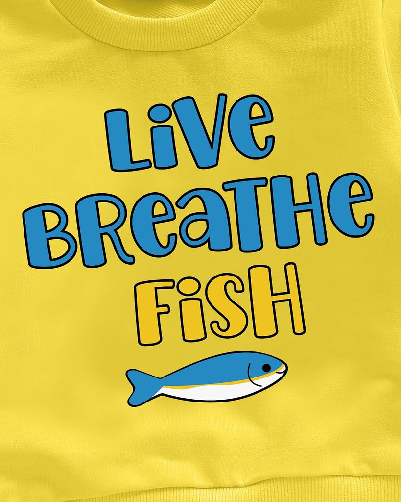 Toddler Baby Boys Casual Outfit Graphic Live Breathe Fish Long Sleeve Sweatshirt and Jogger Pants Piece Set