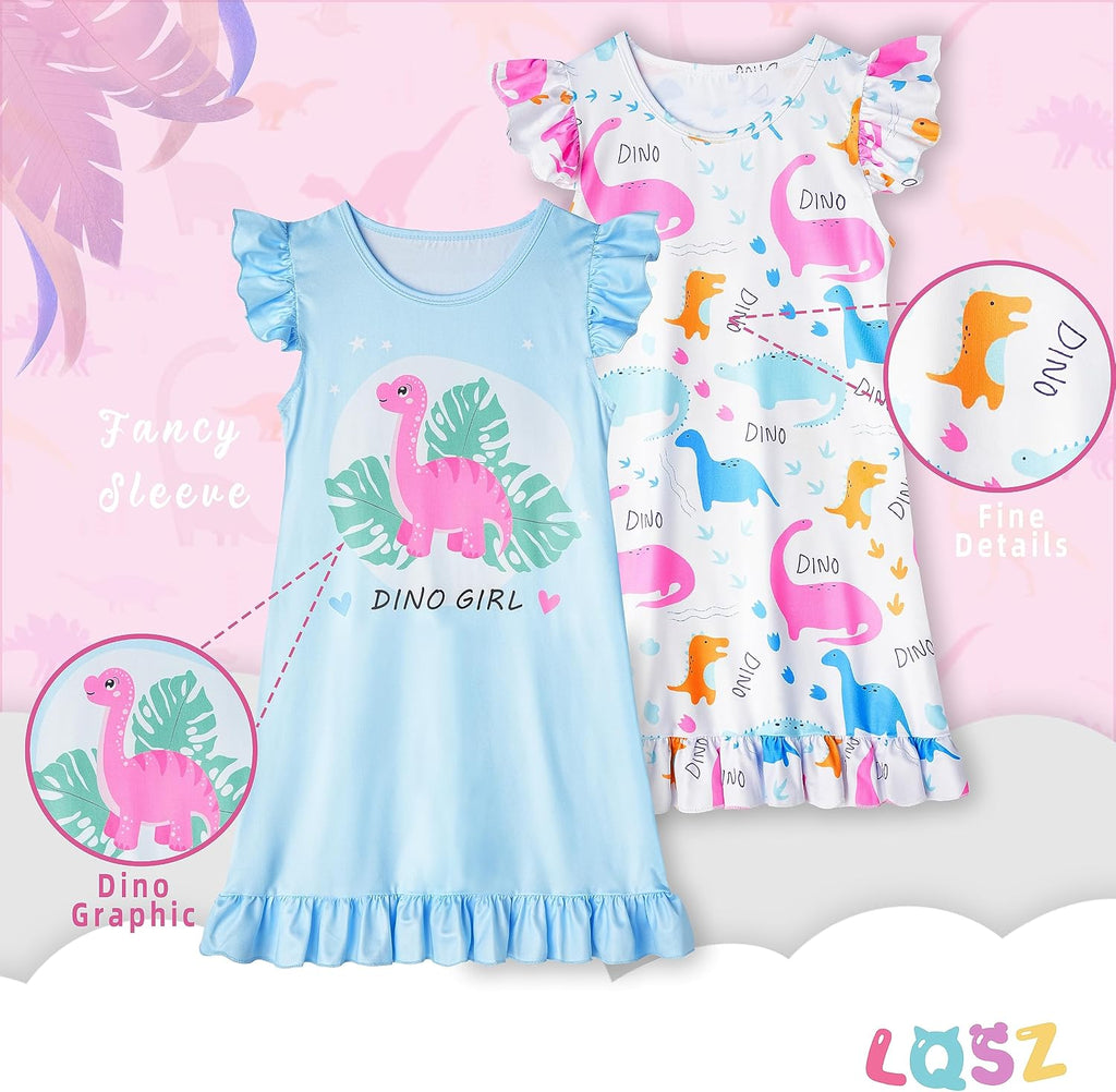 Girls Nightgowns Soft Toddler Princess Pajamas Dress for Kids 2pcs