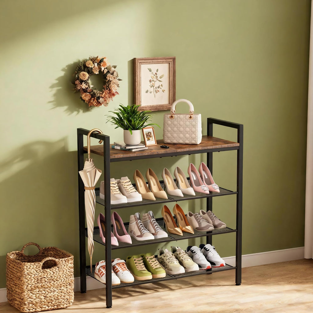 4 Tier Shoe Rack, Shoe Rack for Front Door Entrance