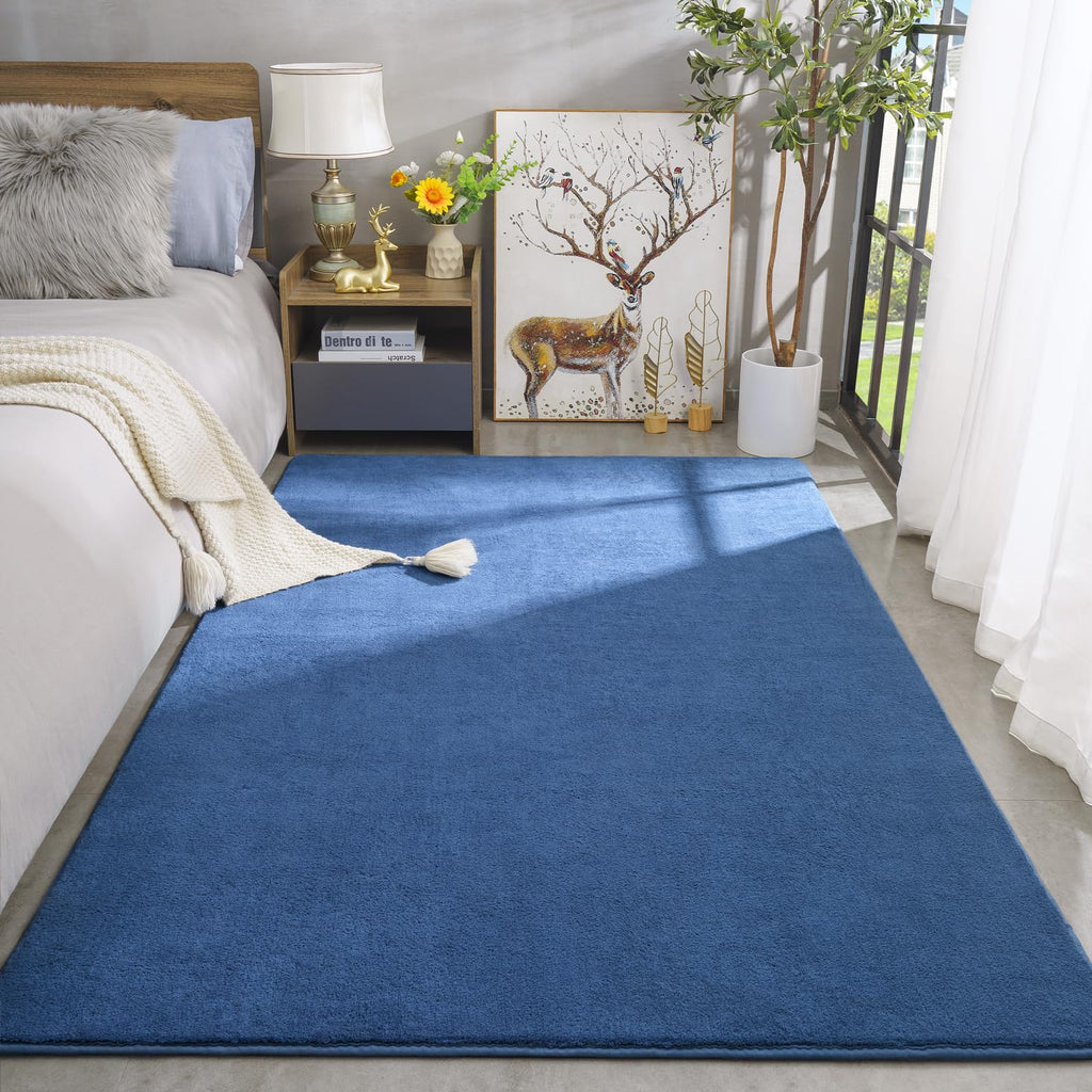 Modern Area Rugs Living Room, 4x6 Blue Memory Foam Rug