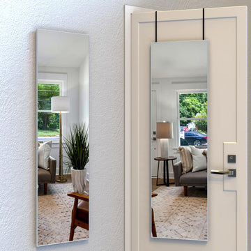 60"x18" Full Length Mirror Over the Door Hang or Wall Mounted, Silver