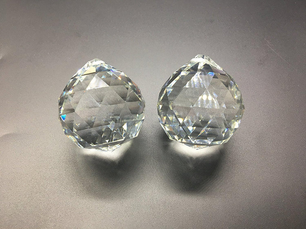 40mm Hanging Crystal Ball Prism Feng Shui Crystal for Positive Energy, Rainbow Maker, 2-Pack (40mm)