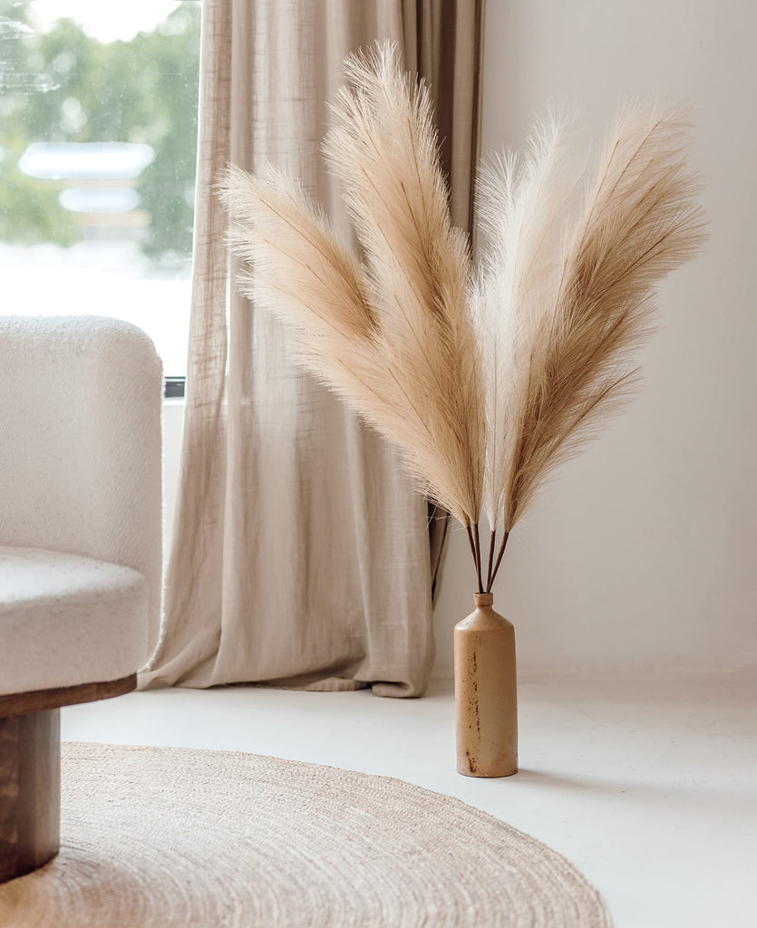 43" / 3.6 ft Pampas Grass Tall 4 Pcs - Artificial Large Pampas Grass Decor for Floor Vase, Room Decor, Home Decor