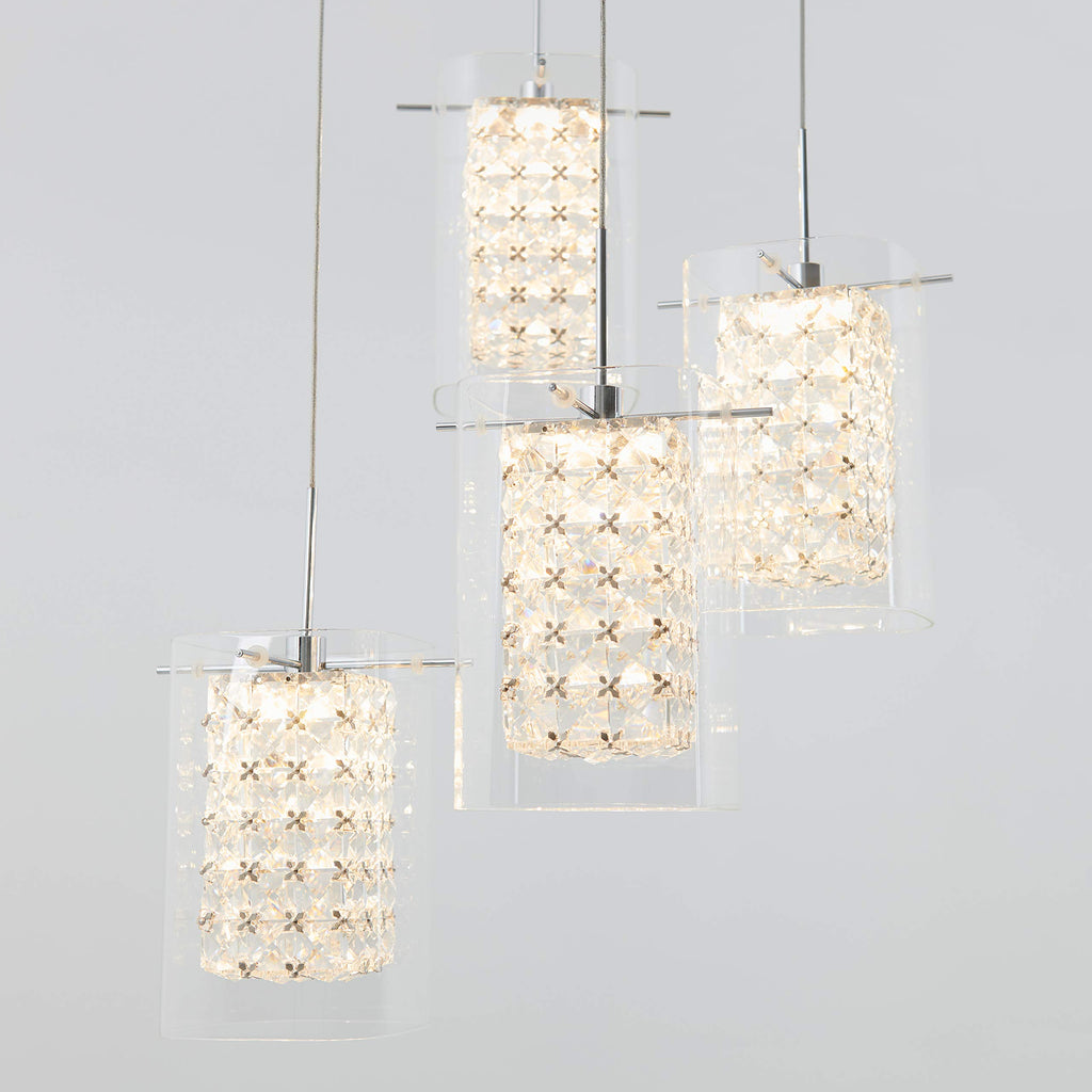 Inspired Nelson Style Bubble Cube Pendant Light, 4, Chrome