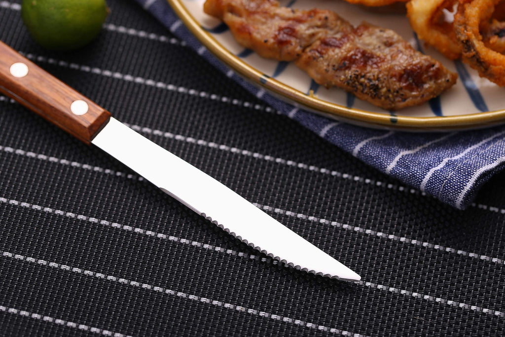 18/8 Stainless Steel Wooden Handle Flatware Cultery Silverware Set (8pcs)