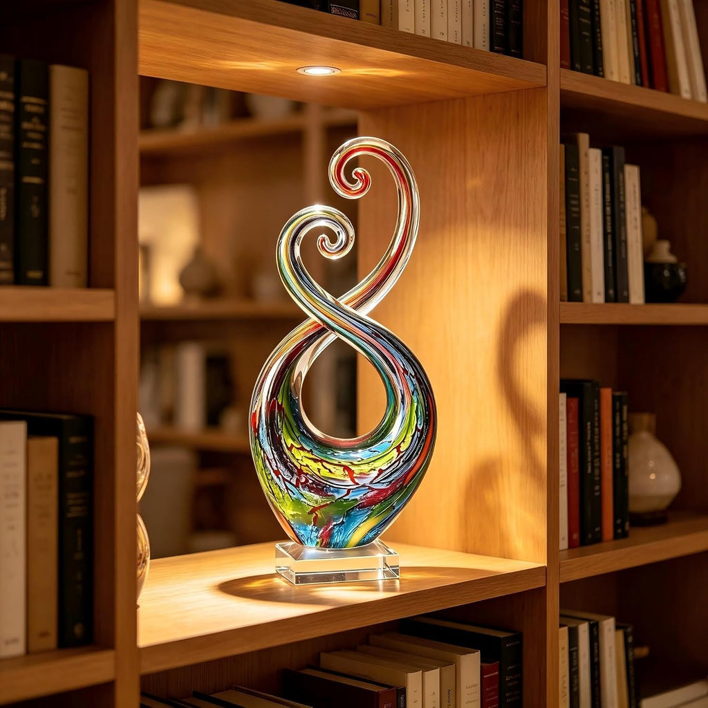 14in Hand Blown Murano Style Abstract Swirl Glass Sculpture Home Decor - Set of 60