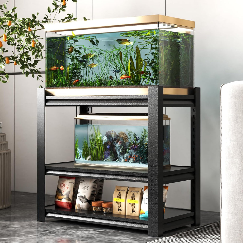 30 Gallon Fish Tank Stand - Metal Aquarium Stand, 34 "W x 18 "D x 31" H Adjustable Heavy Duty Reptile Tank Stand