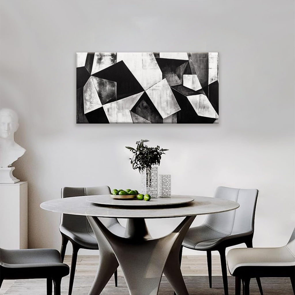 Black And White Wall Art Decor Canvas Art Wall Decor Minimalist Wall Art Geometric Color Block Canvas Artwork