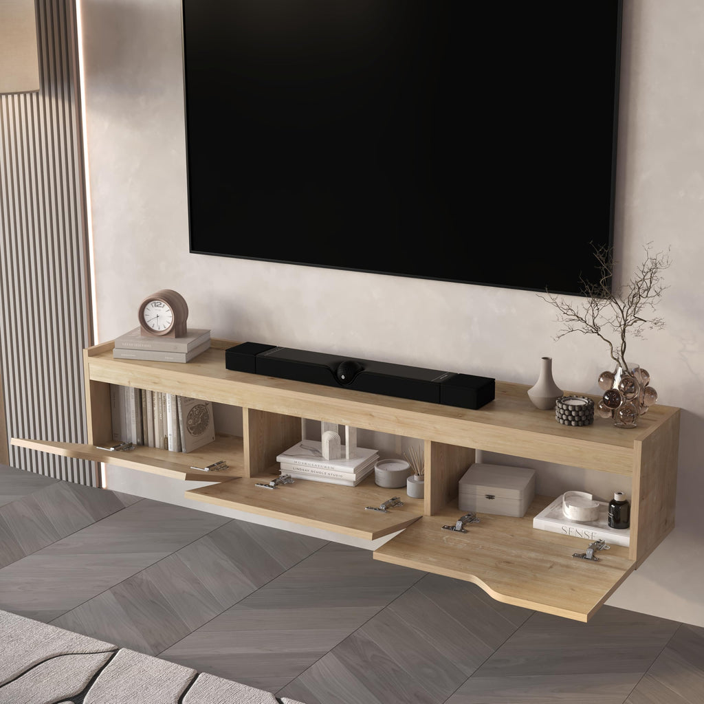 Mobili Floating TV Stand for 75 Inch TVs, Modern Entertainment Center with Cable Management, Elegant TV Stands