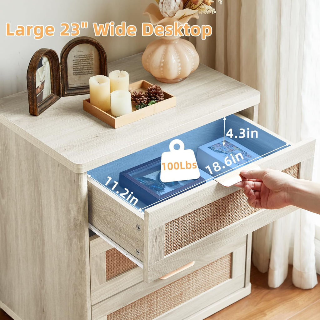 Rattan 23" Nightstands with Drawers