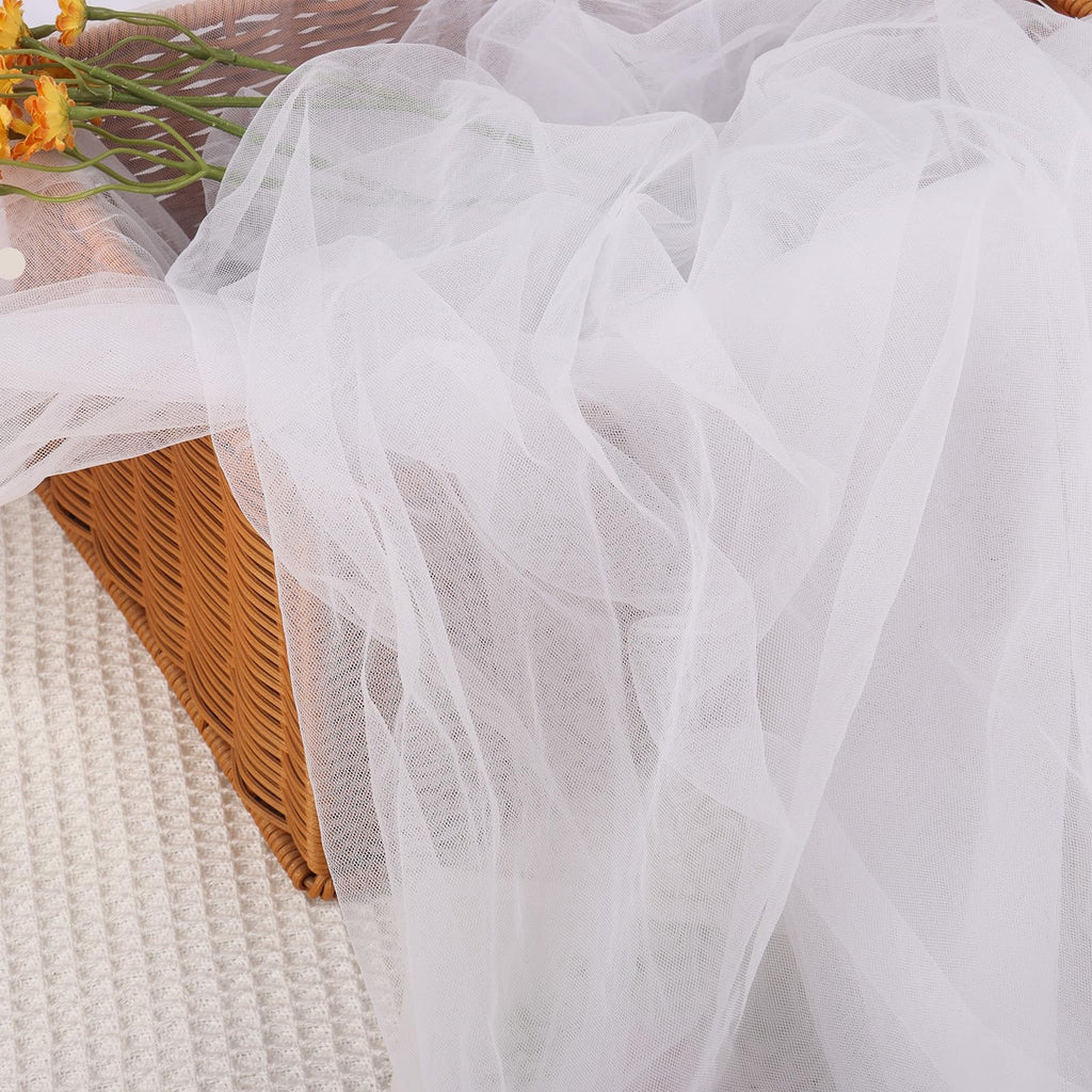 63" x 10 Yards White Tulle Fabric Rolls Bolt for Tutu Tulle Skirt Wedding Arch Drapes Party Backdrop Decor DIY Sewing