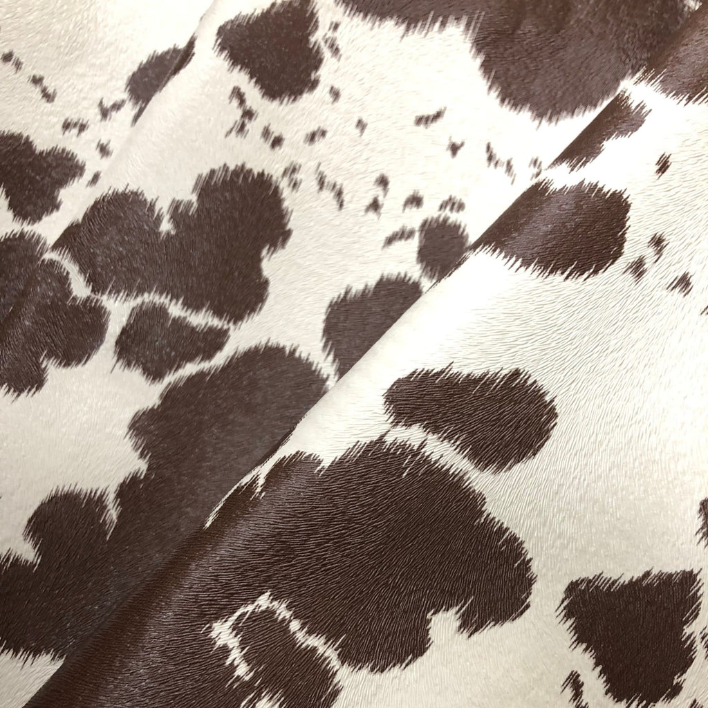 Cow Print Vinyl, Smooth Textured Animal Hide Pattern Faux Leather, Embossed Upholstery Craft and DIY Pleather