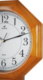 Traditional Schoolhouse Solid Wood Pendulum Wall Clock Chimes Hourly with Westminster Melody Chime (Natural Wood w/Westminster Chime)...