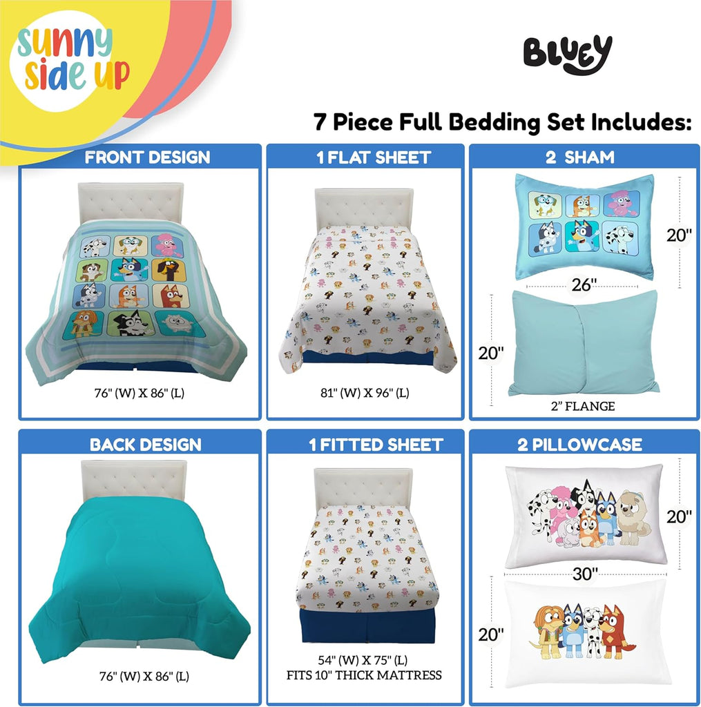 & Friends Full Comforter Set - 7 Piece Kids Bedding Includes Comforter, Sheets & Pillow Cover - Super Soft