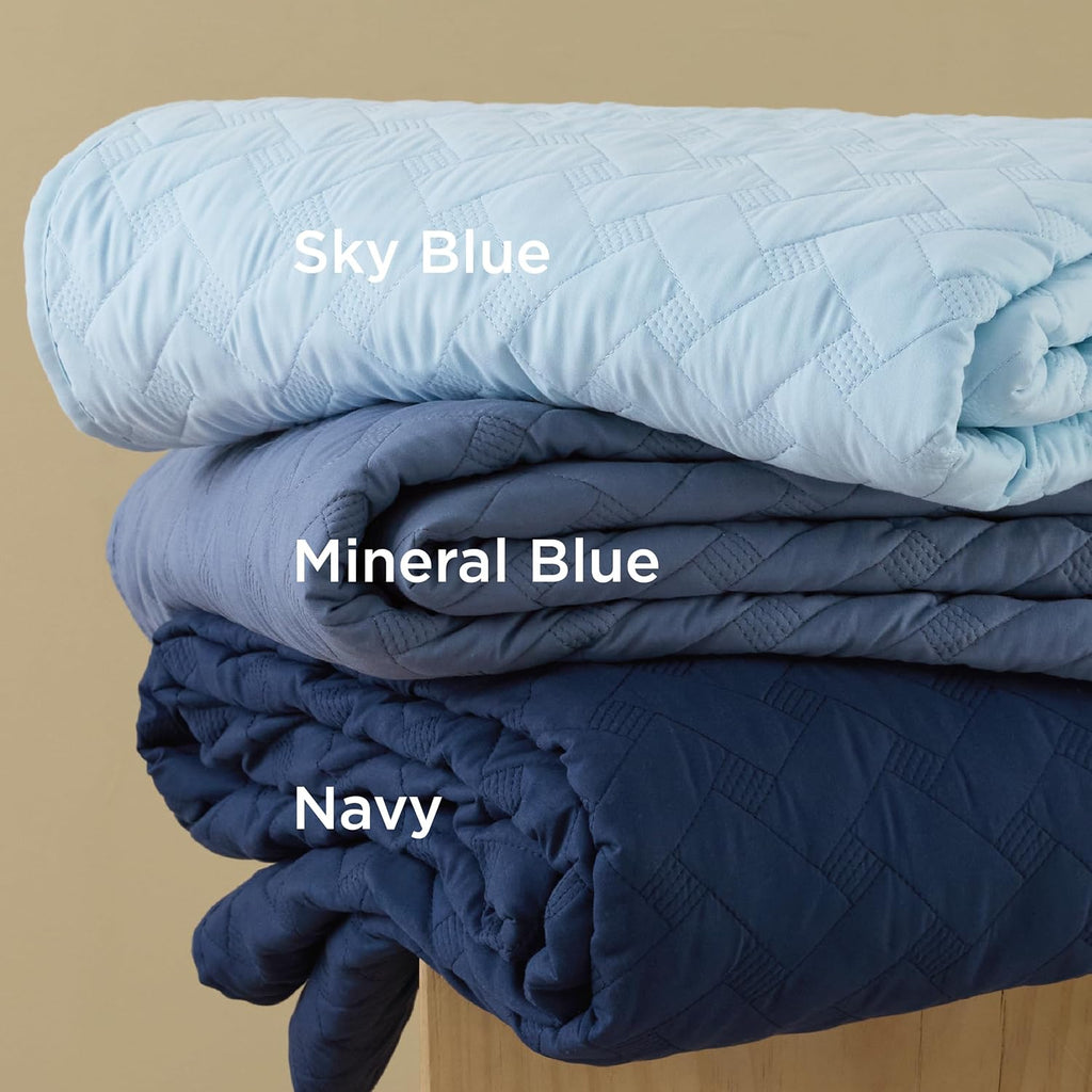 Quilts Queen - Lightweight Bedspreads Queen with Basket Weave Pattern, Soft Quilt Bedding Set, Navy Comforter Set