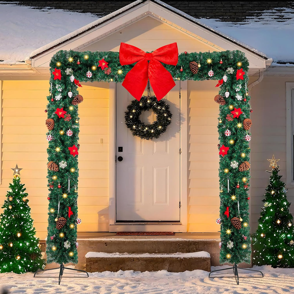 8FT Christmas Archway, 350 LED Flat Top PVC Arch