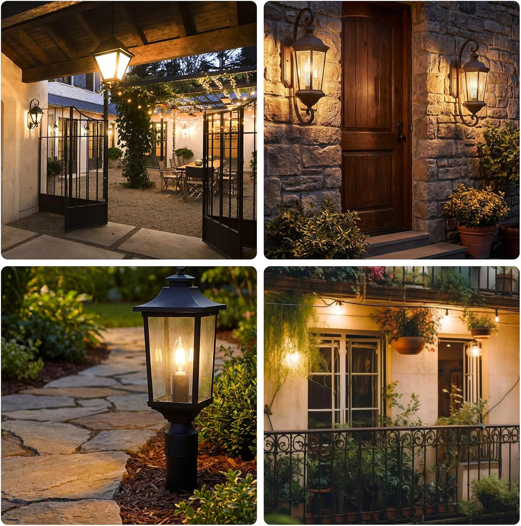 E12 Dusk to Dawn Light Bulbs Outdoor, C35 B11 5W 60W Equivalent 500LM 2700K Soft White Photocell Sensor Filament