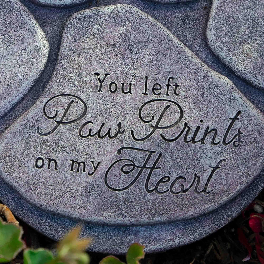 Pet Memorial Garden Stone 'You Left Paw Prints On My Heart'