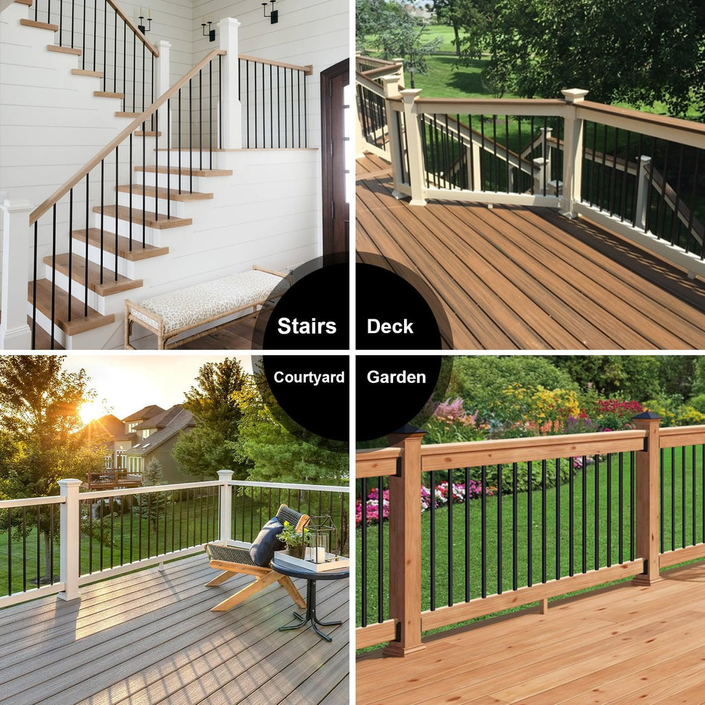 200 Pack Black Baluster Connectors for 3/4" OD Aluminum Deck Balusters, Anti-UV Round Balusters Connectors with