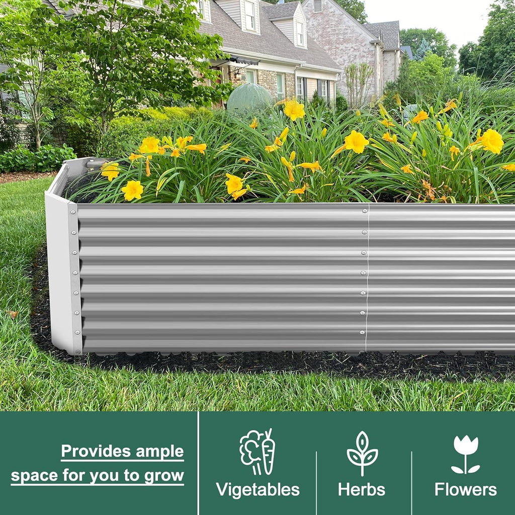 2 Pack 8×4×2ft Galvanized Raised Garden Bed Kit, Galvanized Planter Raised Garden Boxes Outdoor, Large Metal Raised