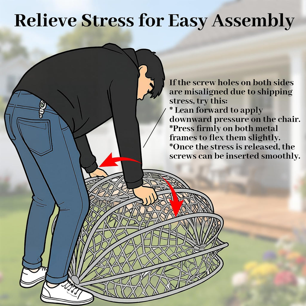 Hanging with Stand, 350LBS Capacity, Cream | HDPE rattan,Sturdy steel stand,Plush cushion,Easy