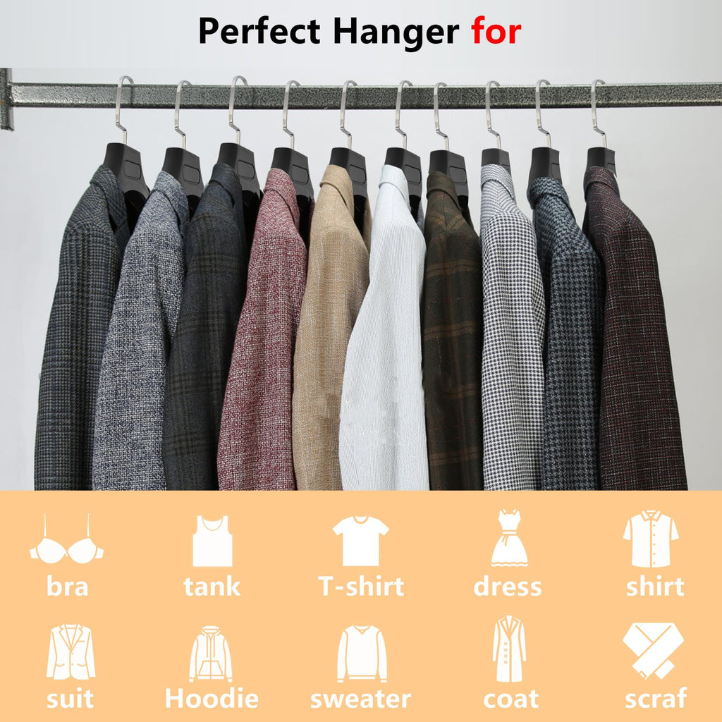 Suit Hangers for Men 15 Pack, Extra Wide Suit Hanger Non Slip Width 17.7", Thick Plastic Coat Hangers Black with