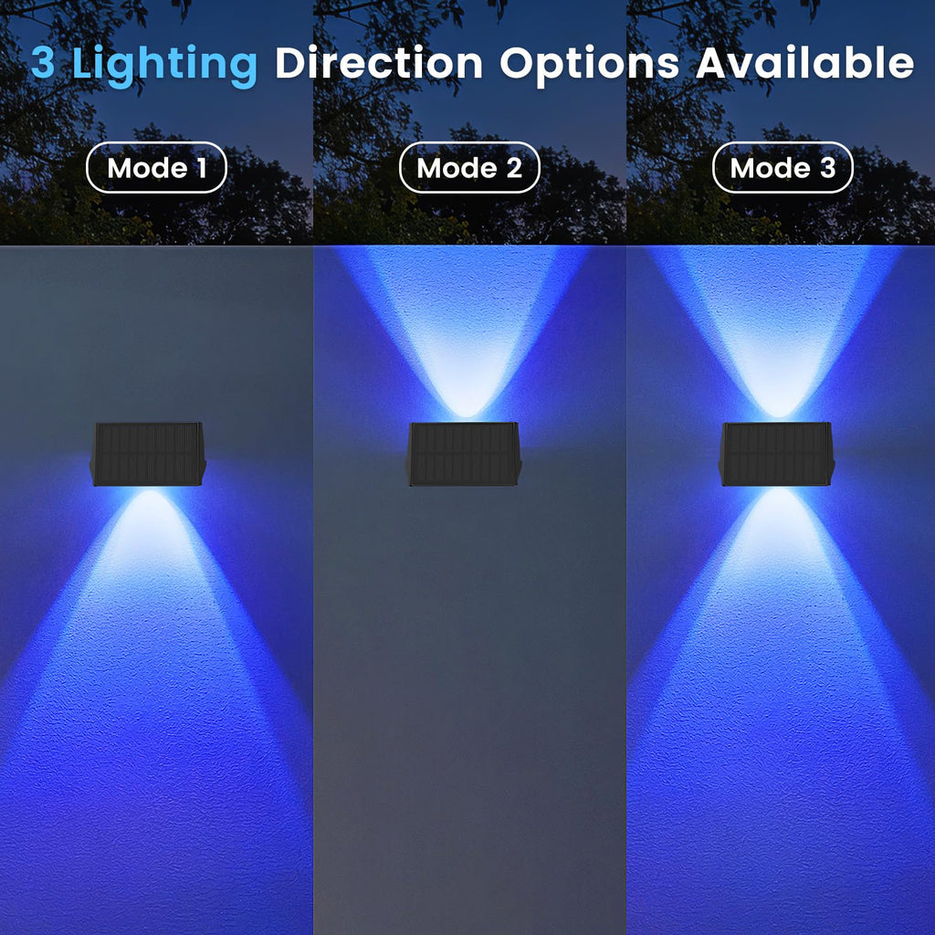 Fence Lights Solar Powered, Multicolor Solar Wall Lights Outdoor Waterproof IP67, Up and Down Solar Fence Lights