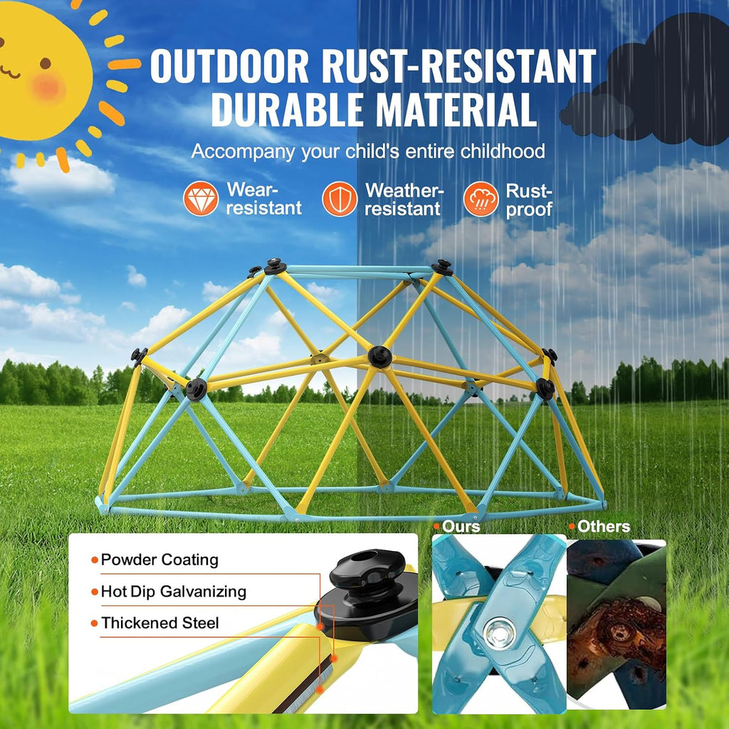 Climbing Dome, 6FT Jungle Gym for Kids 3 to 9 Years Old, Geometric Dome Climber Play Center Supports 600LBS and Easy