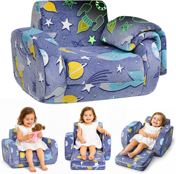 In-1 Kids Couch, Toddler Chair Comfy 1-3 Years Old, Blue