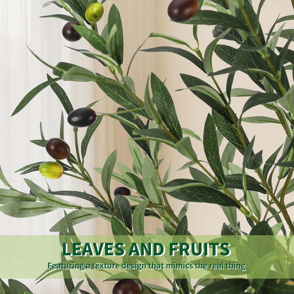 Artificial Olive Trees, 6Ft Tall Faux Olive Tree with Realistic Leaves and Fruits, Fake Potted Olive Silk Tree, Floor