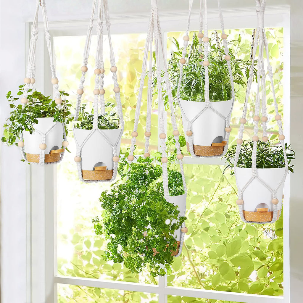 Hanging Planters for Indoor Plants, 5Pcs Hanging Basket for Indoor Boho Home Decor, Macrame Plant Hanger, 35
