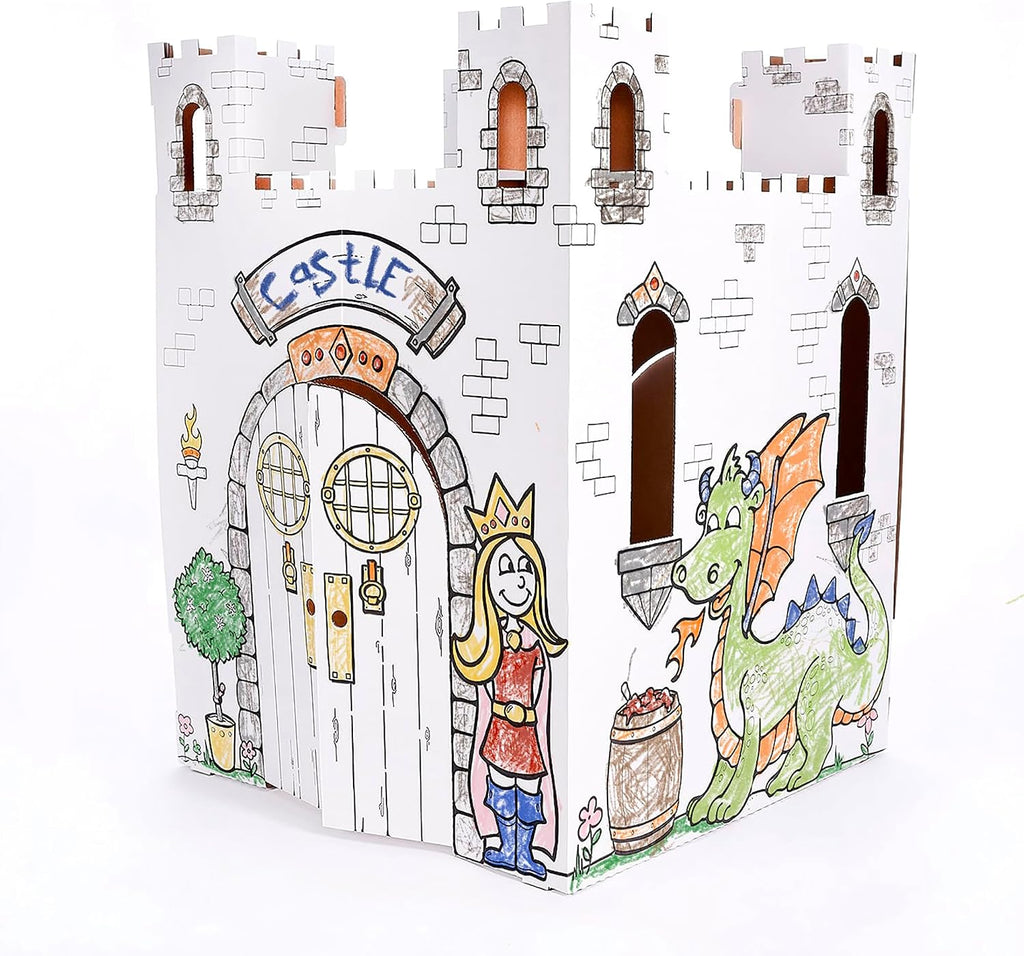 Playhouse Cardboard Fairy Tale Castle - Kids Color & Draw Fort