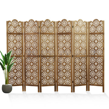 68.9Inch Folding Room Divider, 6 Panels Wood Carved Privacy Screens, Free Assembled Privacy Screen Decorative