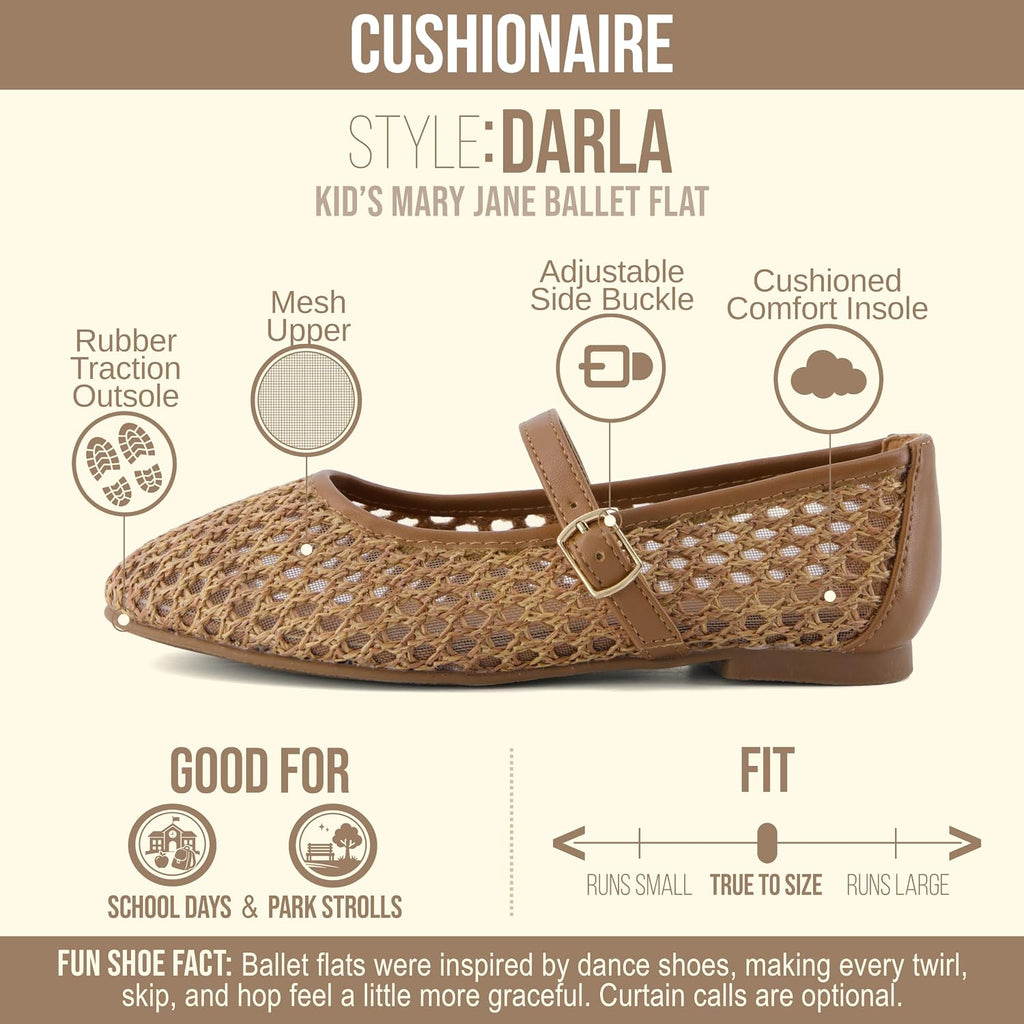 Darla Kids Mesh Mary Jane Ballet Flats, Girls Shoes with Buckle