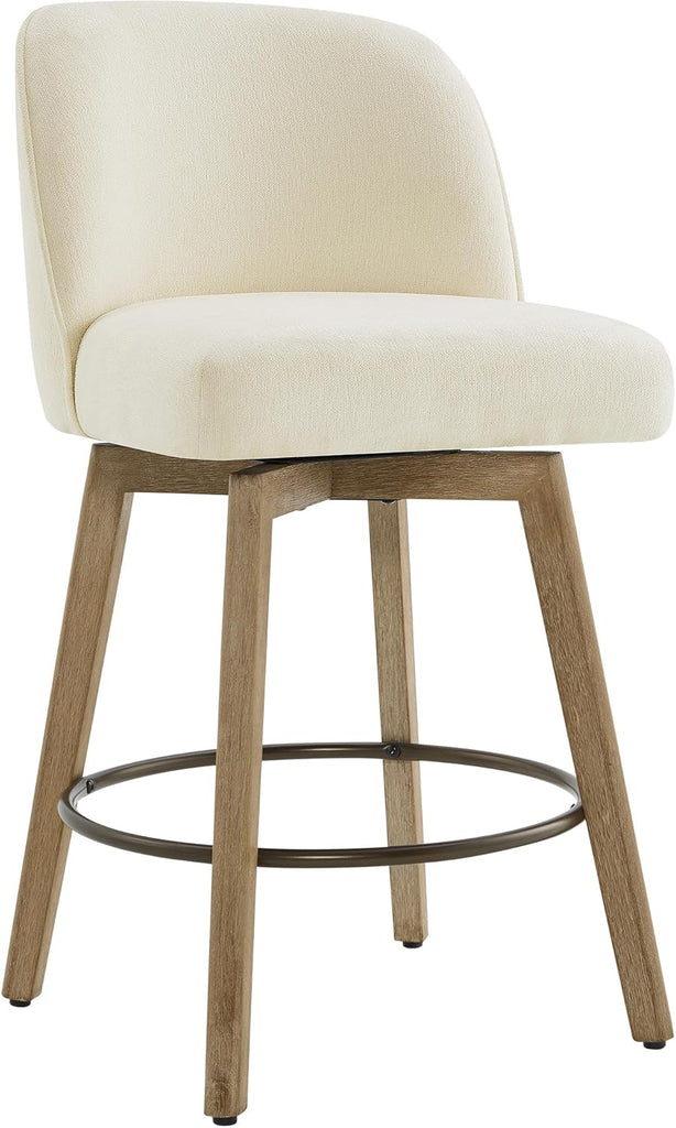 Modern Swivel Counter Height Bar Stools Set of 2, 26" Upholstered Counter Stools, Solid Wood Legs, Comfortable
