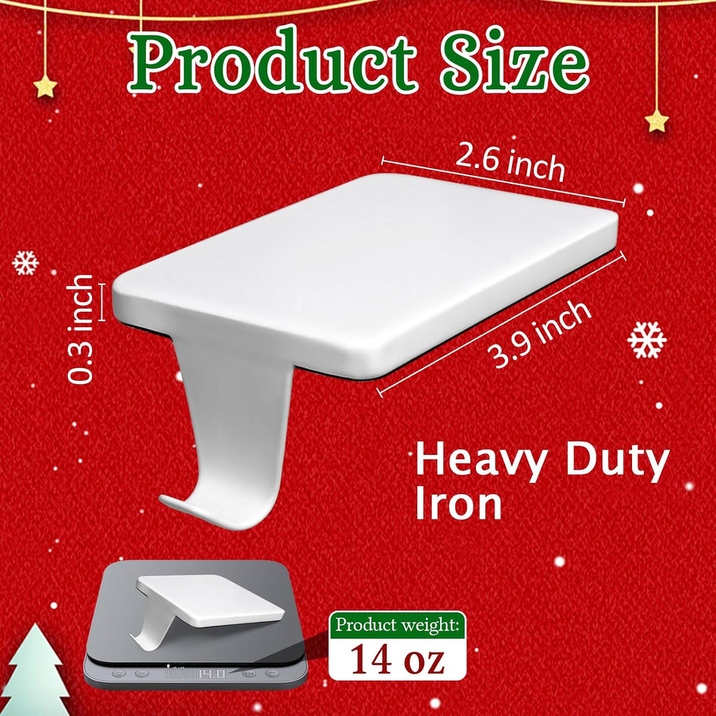 Christmas Stocking Holders for Mantle, Set of 6 White Heavy Duty Cast Iron Stocking Hangers Base, Low Profile