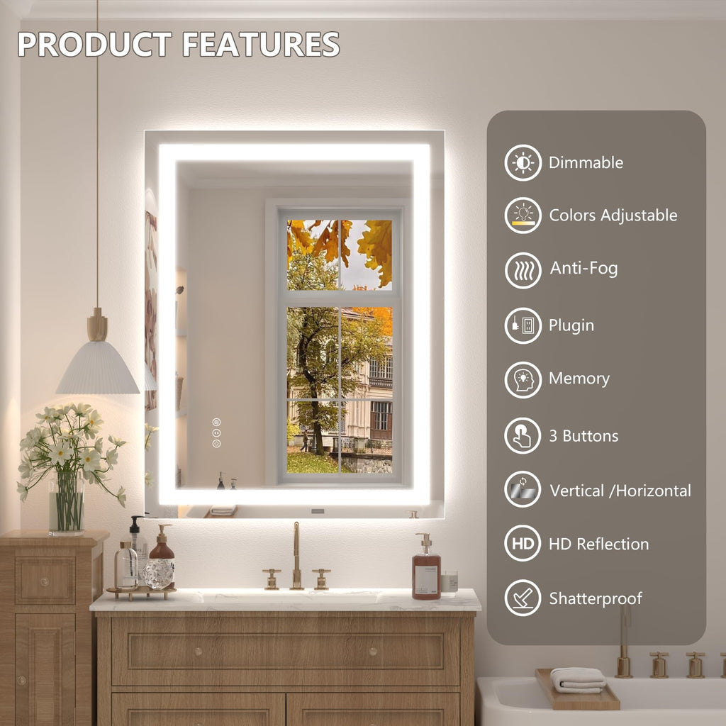 24x32 Inch LED Bathroom Mirror