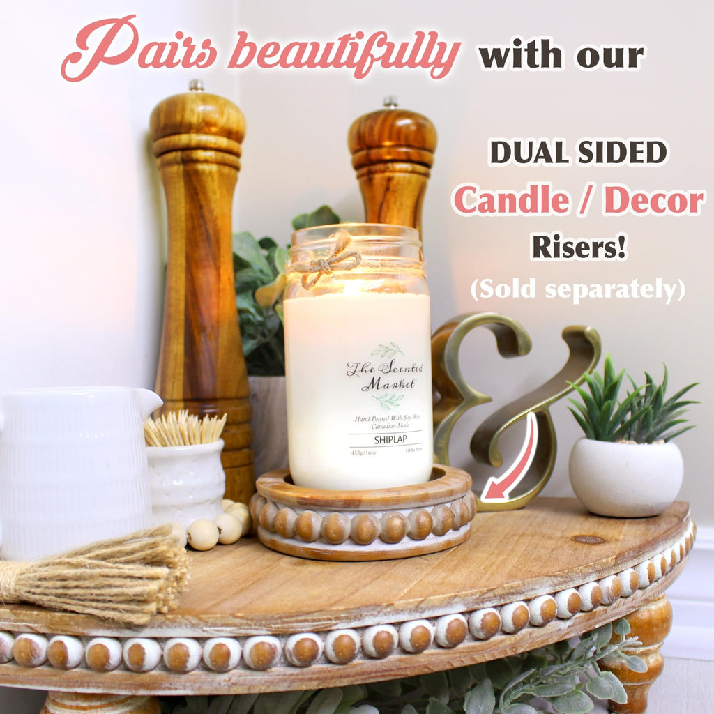 Farmhouse Corner Shelf Stand [with Removable Feet] - Bathroom Countertop Organizer, Decorative Tray Riser, Beaded