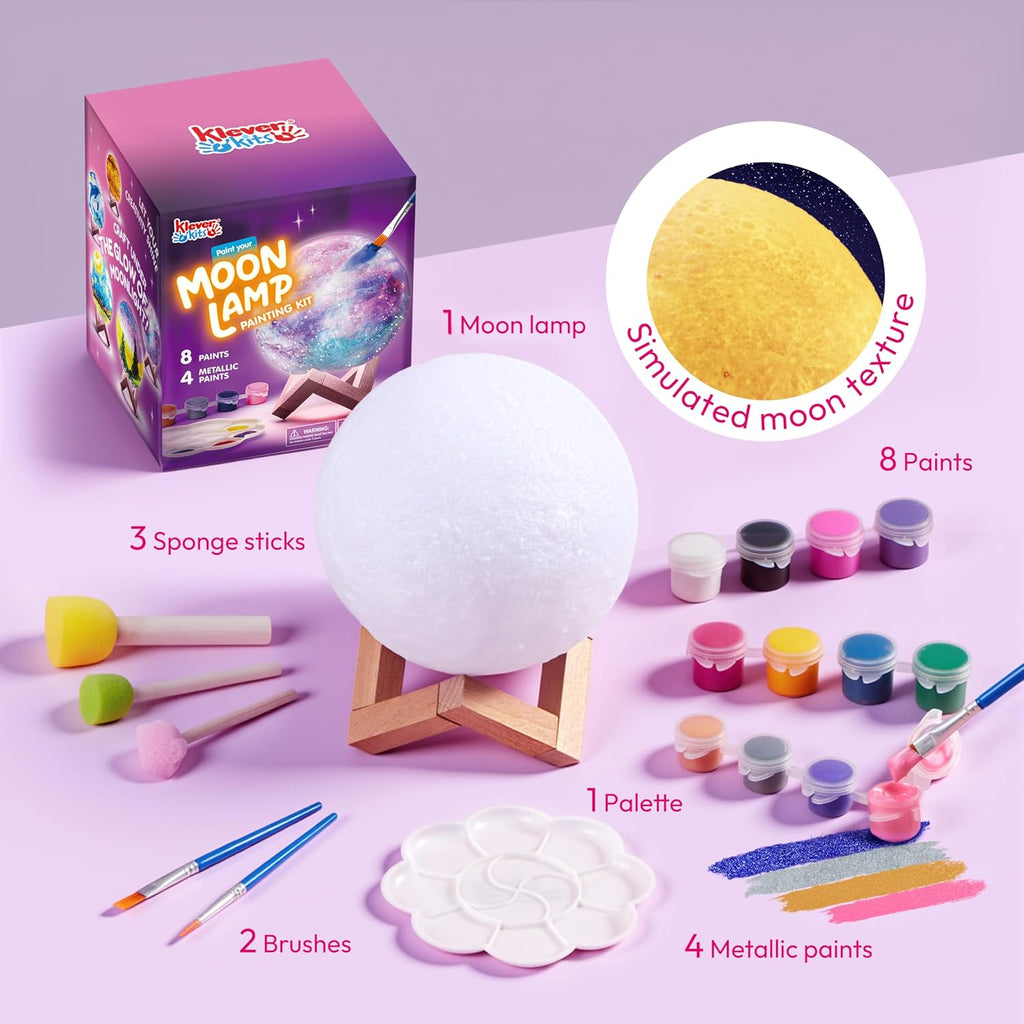 DIY 3D Moon Night Light, Paint Your Own Moon Lamp Kit Galaxy Lamp Arts and Crafts Kit, School Activities, Birthday