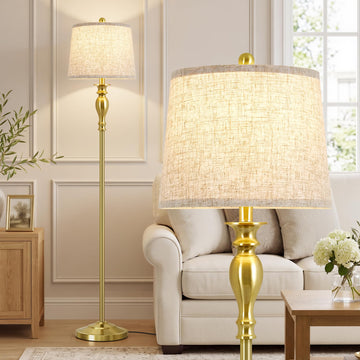 Floor Lamps, 62" Modern Farmhouse Standing Tall Lamp(Gold)