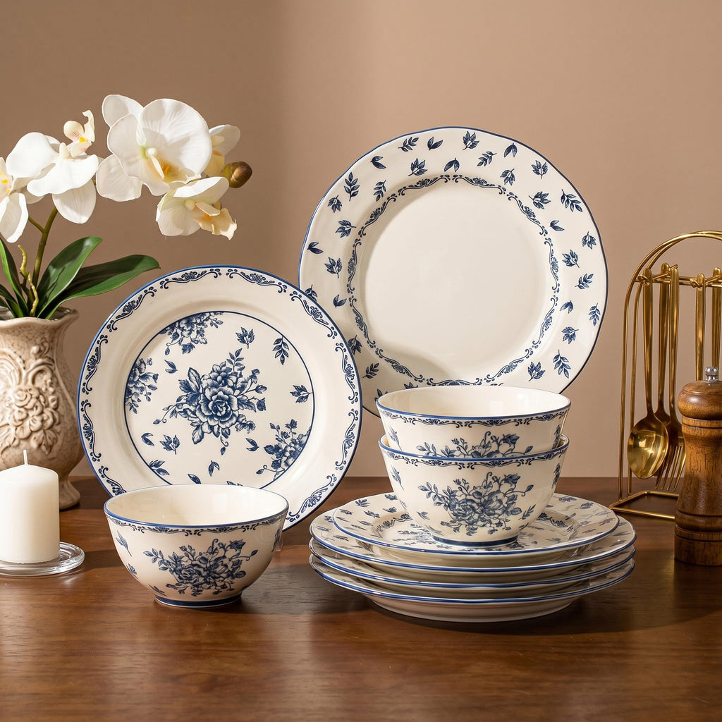 Ceramic Dinnerware Set, Series Western I(Vintage Cobalt Blue)