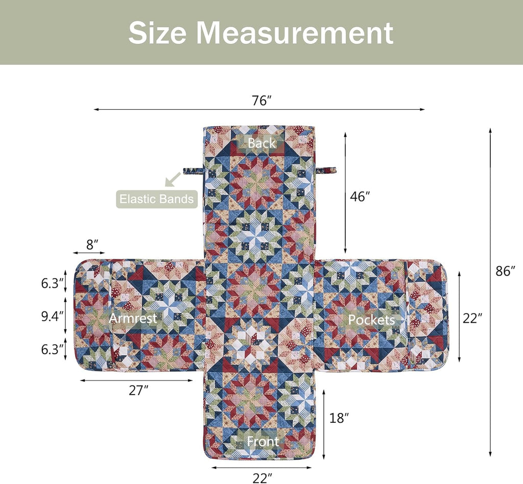 Patchwork Printed Recliner Chair Covers, Soft Quilted Lazy Boy Chair Covers, Pet Friendly Recliner Cover for Sofa