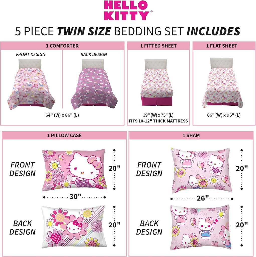 Kids Bedding Super Soft Comforter and Sheet Set with Sham, 5 Piece Twin