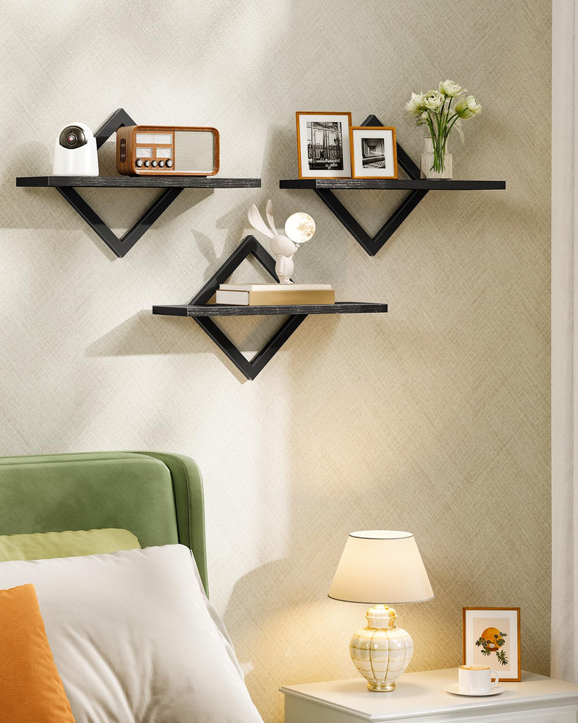 Floating Shelves for Wall, Set of 3, Black