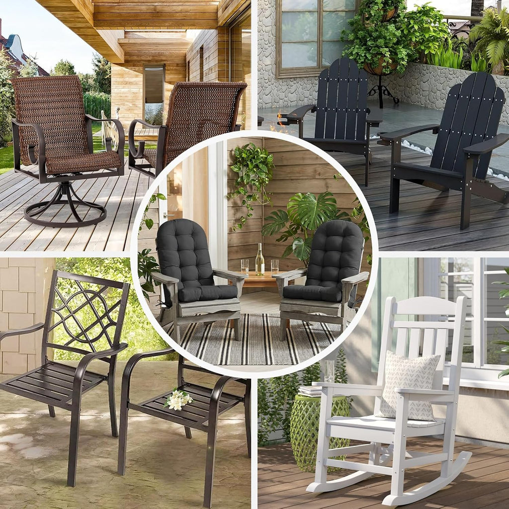 Adirondack Chair Cushion, 49x20x4 Outdoor Chair Cushions, Black | High Back Thick Chair Cushion with PP Cotton &