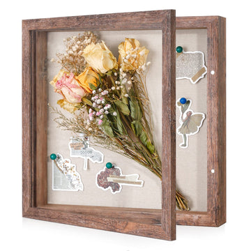 11x11 Shadow Box Frame with Linen Back - Sturdy Rustic Memory Display Case of Flower, Pictures, Medals and More