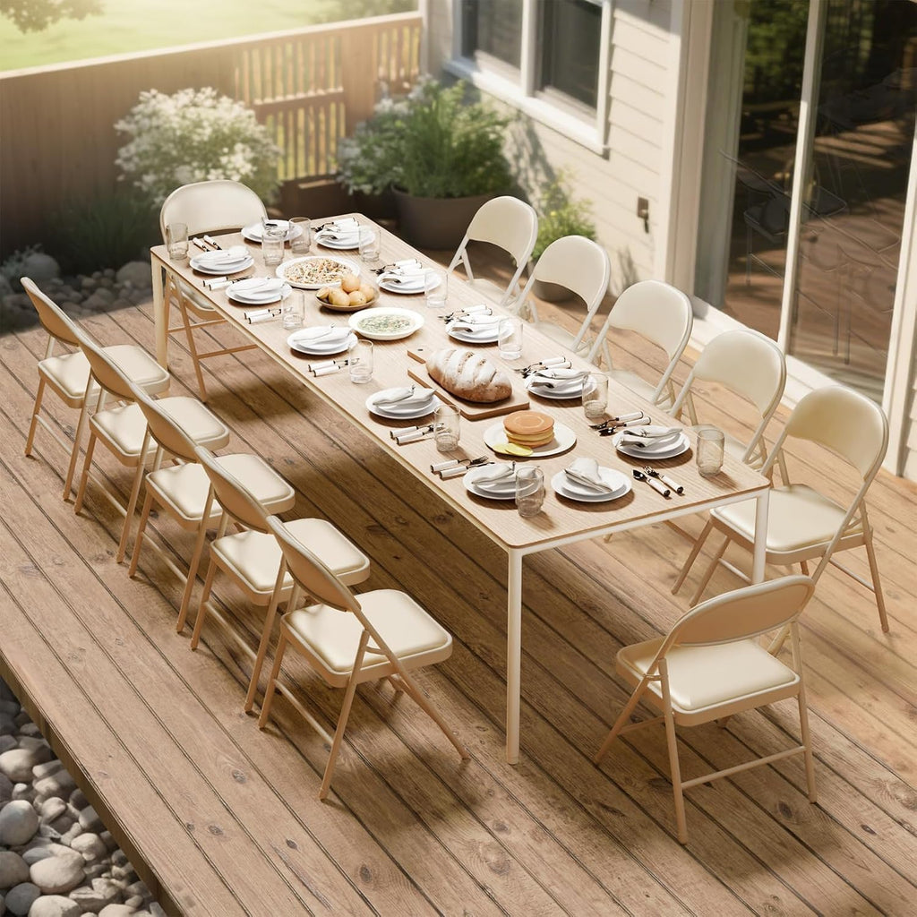 24 Pack Khaki Folding Chairs with Padded Cushion and Metal Frame, 350lbs